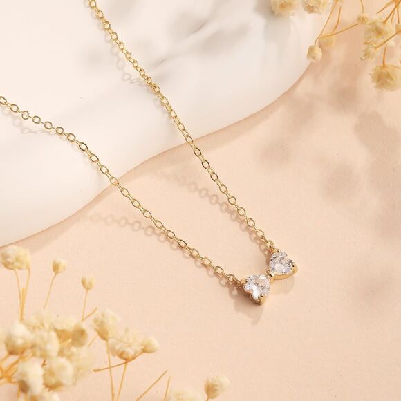 Coquette Bow Necklace Cubic Zirconia Gold Plated Bow Necklace Trendy Pendant - Picture 1 of 7
